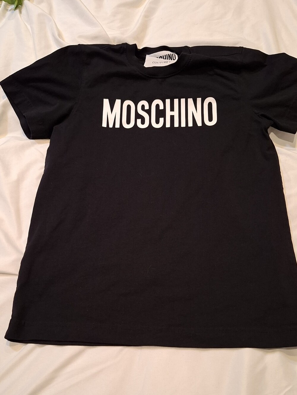 Moschino Couture Milano Block Logo T-Shirt Black White Cotton Tee Size S